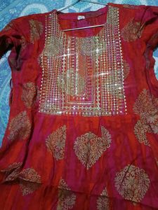 Red Printed Kurta