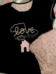 Cute Heart Print Pajama Set