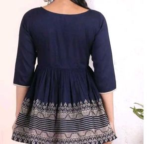 Elegant Navy Blue Printed Kurta