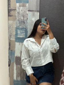 White Shirt Top Crop
