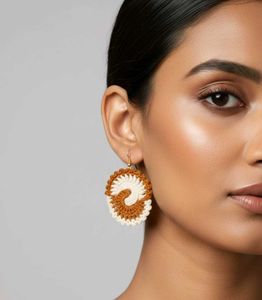 Spiral and floral Crochet Earrings - Handmade