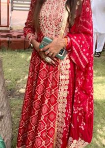 Red Bandhani Print Salwar Suit