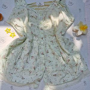 Lace Trim Aesthetic Cute Top