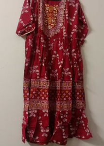 Red Kurta Top With Dupatta