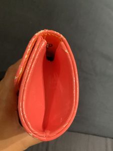 Coral Patent Leather Clutch