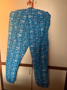 AND Blue Printed Trouser For Women