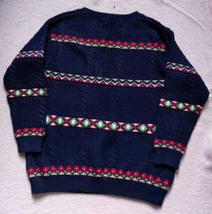 Vintage Style Navy Blue Sweater