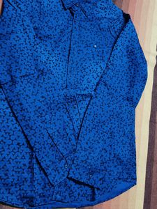 Lee Cooper Men Blue Printed Cotton Casual Shirt