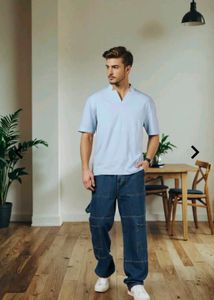 Men's Light Blue V-Neck T-Shirt