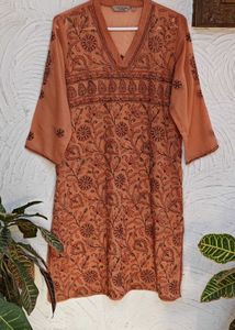 🧱 Brick Colour (Unique Shade) Chikankari Kurta