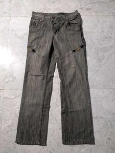 Gray Wide-Leg Jeans