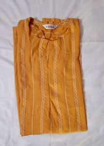 Mustard Embroidered Top