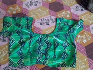 Beautiful Green Blue Combination Blouse &amp; Maroon