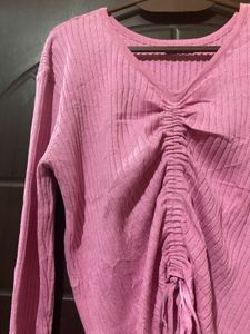 Pink Tie Detail Top