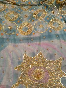 embroidered heavy work saree