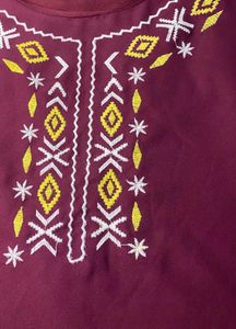 Embroidered Maroon Tank Top