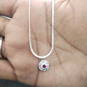 pure Silver Mix Snack Chain+Pandent 16inch