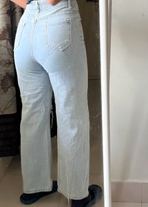 Blue Ripped Straight Leg Denims