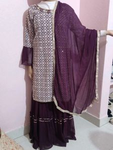 Elegant Purple Kurta Palazzo Set