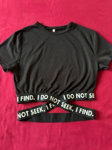 Designer Waist Black Crop Top