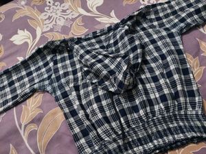 Blue &amp; White Plaid Top