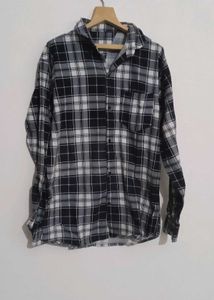 Plaid Flannel Black And White Check Shilrt🖤