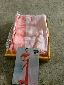 New Peach & White Striped Enga Leesi Saree