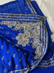 Royal Blue Stone Work Designer Saree