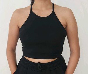 Black Halter Crop Top