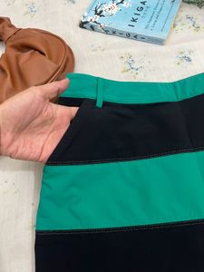 Ae Green Skirt With Black Stripes