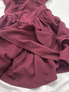Burgundy Ruffle Mini Dress