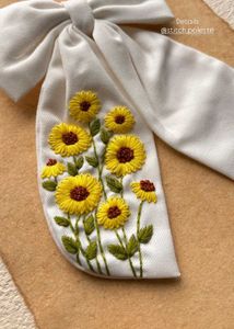 Sunflower Embroidered Hair Tie
