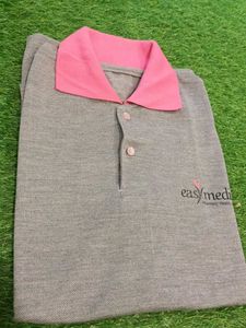 Gray &amp; Pink Polo T Shirt
