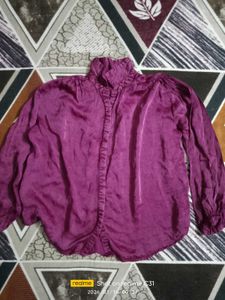 Purple Button-Up Long Sleeve Top