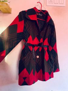 Red & Black Patterned Coat