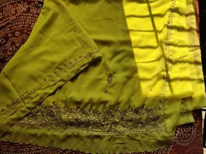 Trending Yellow Beeds Border Design Saree