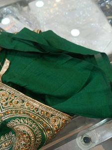 Elegant Green &amp; Gold Embroidered Saree
