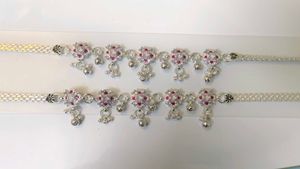 Pure Silver Anklets with Floral Design