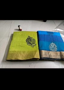 Combo Of 2 Unused Elegant Sarees - Green &amp; Blue