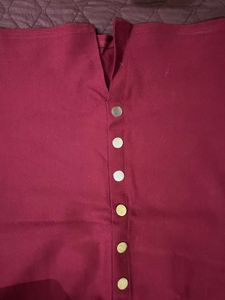 Burgundy Button-Down Skirt