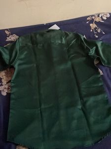 Emerald Green Silky Button-Down