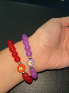 Beaded Smiley Face Bracelet Set for besties ✨🪩