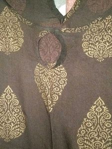 Elegant Brown &amp; Gold Printed Kurti