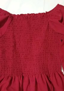 Elegant Maroon Smocked Top