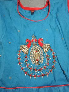 Teal Embroidered Dress