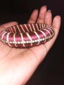 Maroon &amp; Stone Thread Bangle