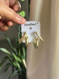 Gold Geometric Dangle Hoop Earrings