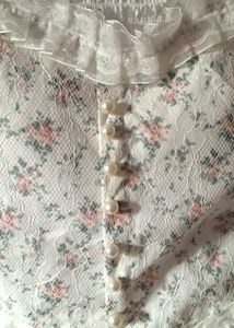 White Floral Printed Corset Top