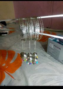 Stylish Silver Bangles (2 Designs)+Matching Jhumke