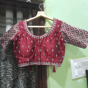 Maroon Embroidered Blouse-padded Blouse